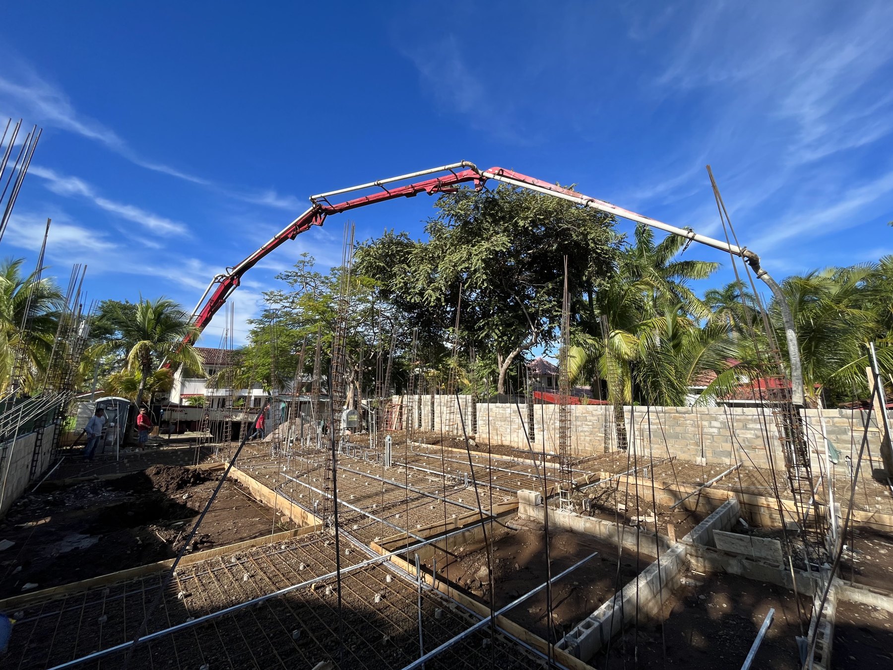 Concrete work during construction